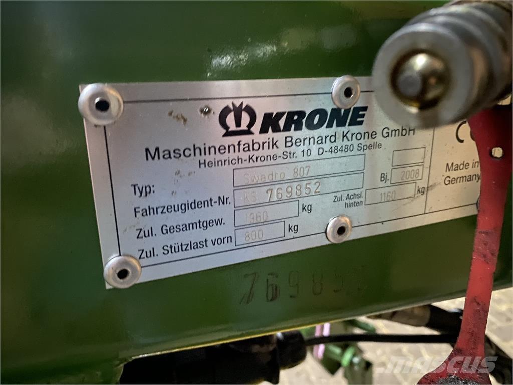 Krone Swadro 807 Τσουγκράνες και χορτοξηραντικές μηχανές