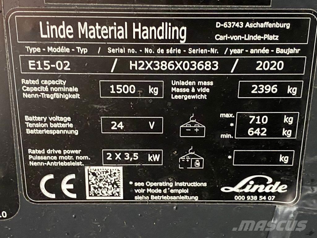 Linde E15-02 Ηλεκτρικά περονοφόρα ανυψωτικά κλαρκ