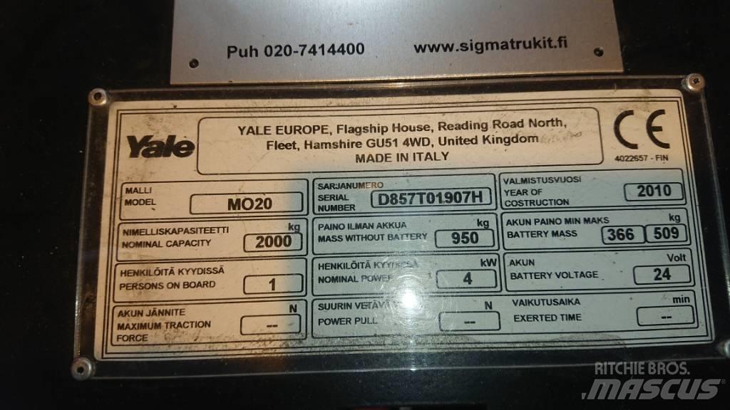Yale MO20 Περονοφόρο ανυψωτικό συλλογής παραγγελιών μικρού ύψους