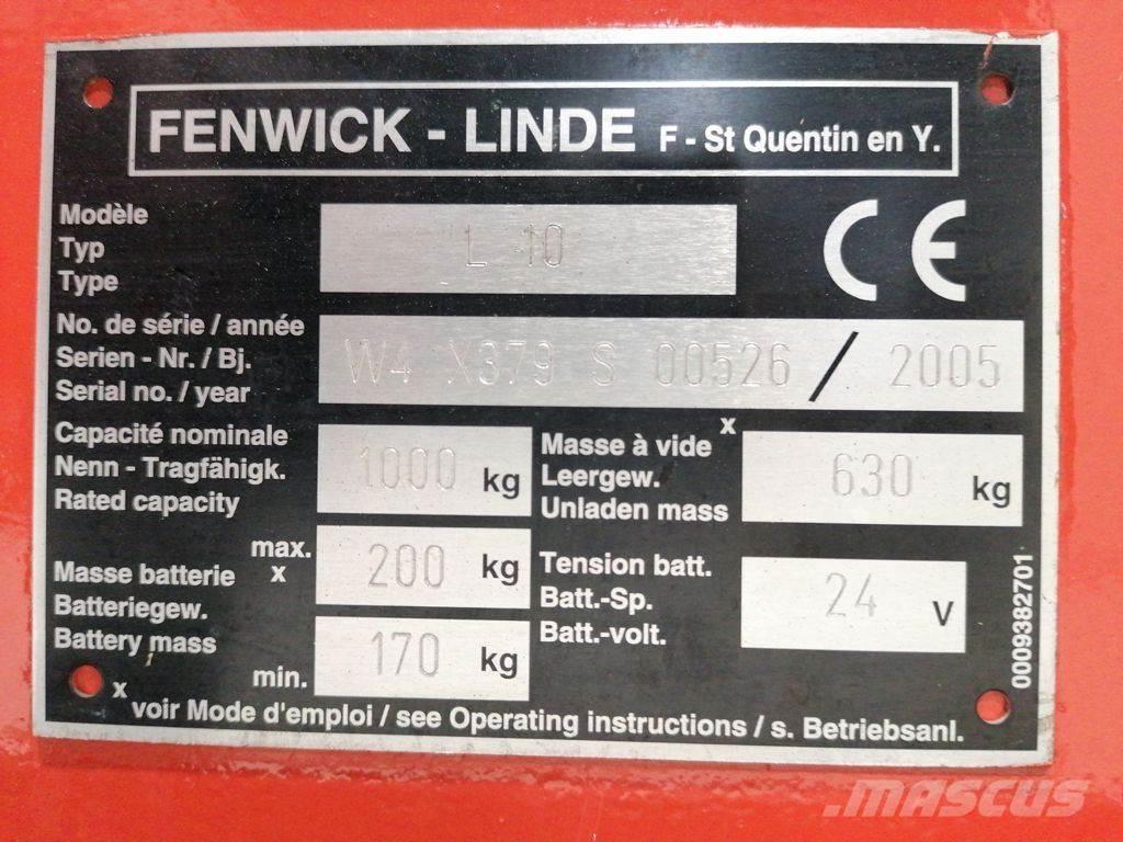 Linde L10 Παλετοφόρα πεζού χειριστή με ιστό