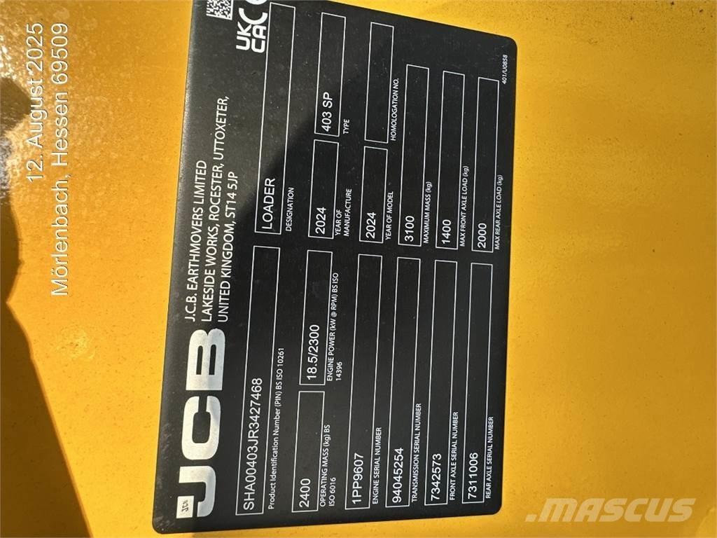 JCB 403 Φορτωτές με λάστιχα (Τροχοφόροι)