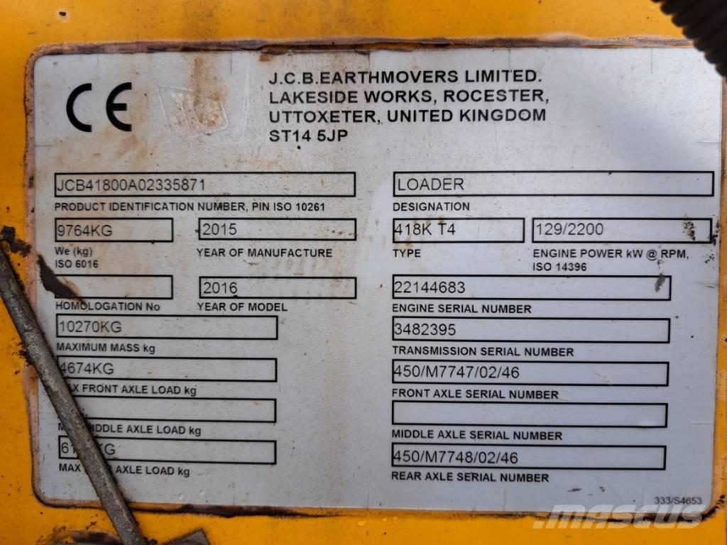 JCB 418 K Φορτωτές με λάστιχα (Τροχοφόροι)