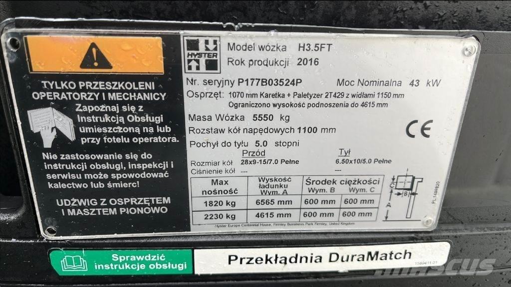 Hyster H 3.5 FT Περονοφόρα ανυψωτικά κλαρκ με φυσικό αέριο LPG