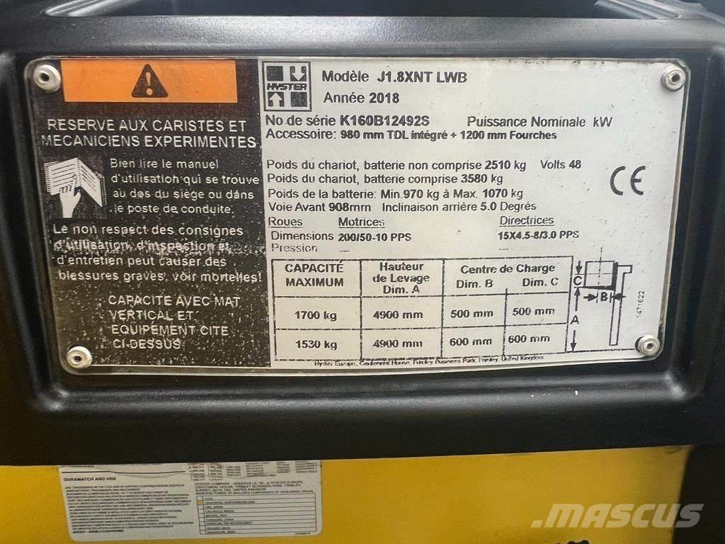 Hyster J 1.8 XNT Ηλεκτρικά περονοφόρα ανυψωτικά κλαρκ