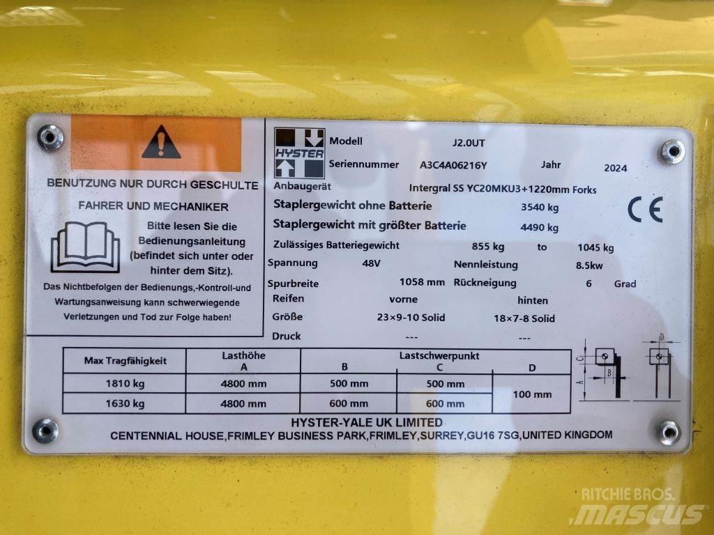 Hyster J 2.0 UT Ηλεκτρικά περονοφόρα ανυψωτικά κλαρκ