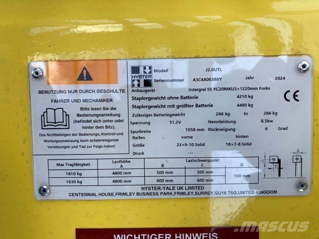 Hyster J 2.0 UTL Ηλεκτρικά περονοφόρα ανυψωτικά κλαρκ
