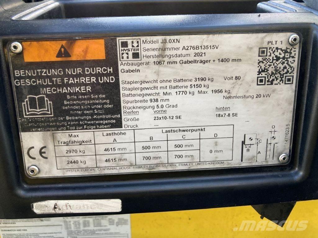 Hyster J 3.0 XN Ηλεκτρικά περονοφόρα ανυψωτικά κλαρκ