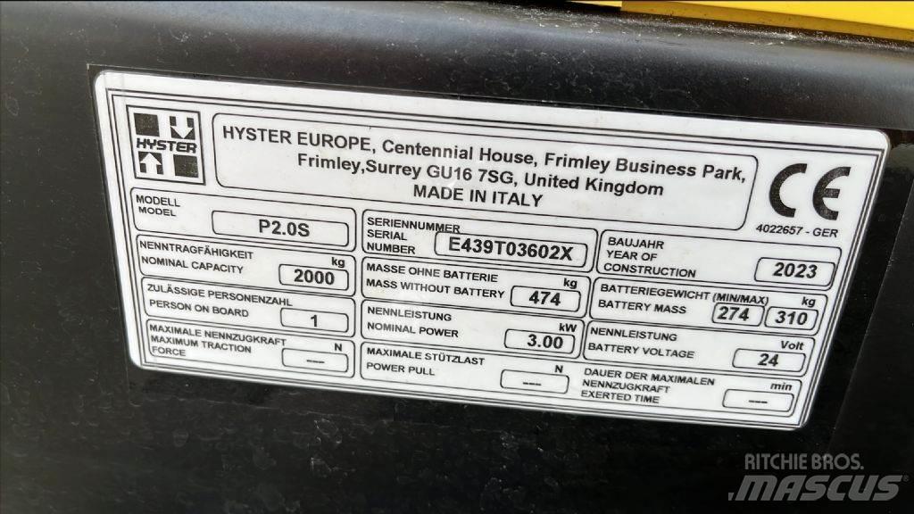 Hyster P 2.0 S Χειροκίνητο περονοφόρο ανυψωτικό