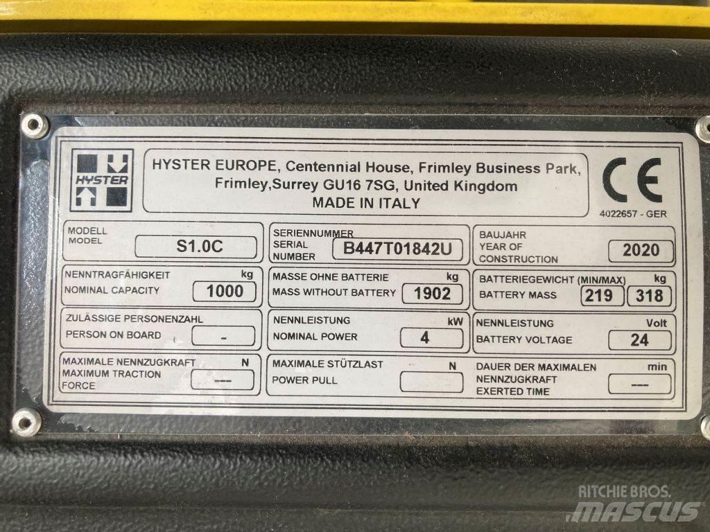 Hyster S 1.0 C Παλετοφόρα πεζού χειριστή με ιστό