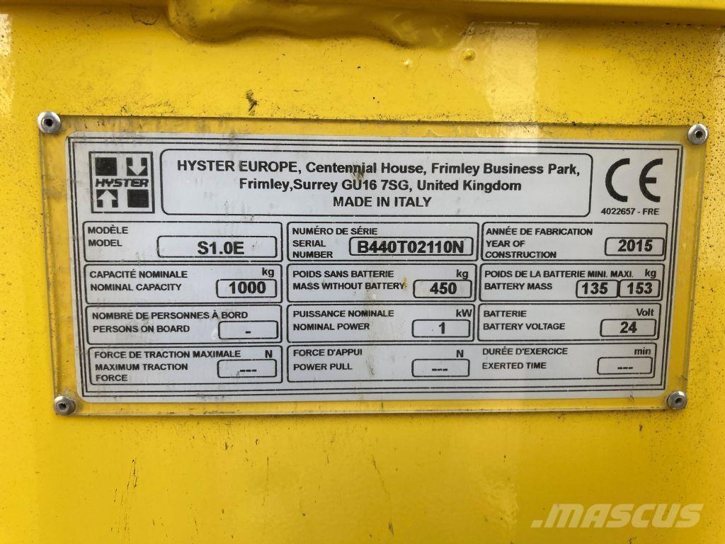 Hyster S 1.0E Παλετοφόρα πεζού χειριστή με ιστό