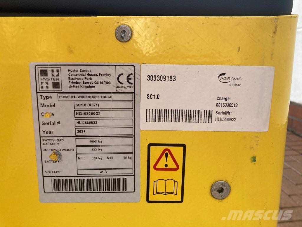 Hyster SC 1.0 Παλετοφόρα πεζού χειριστή με ιστό