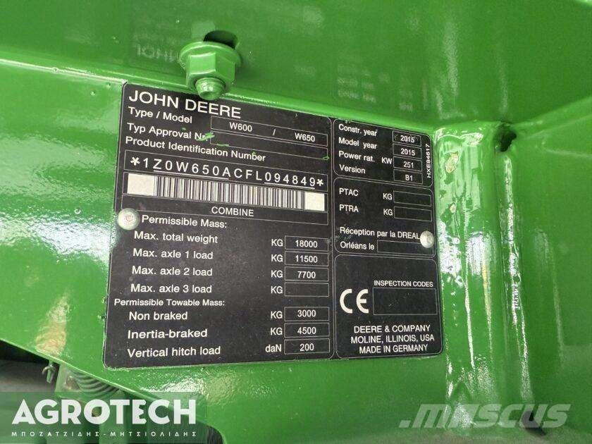 John Deere W650 Τρακτέρ