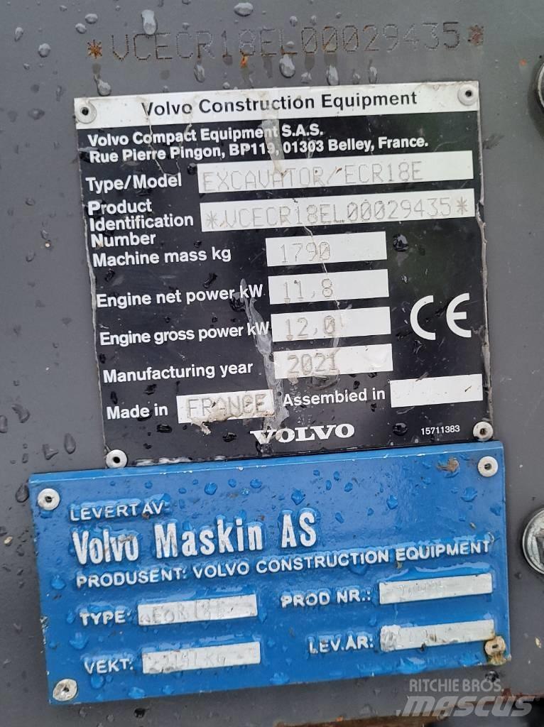 Volvo ECR18E Εκσκαφάκι (διαβολάκι) < 7t