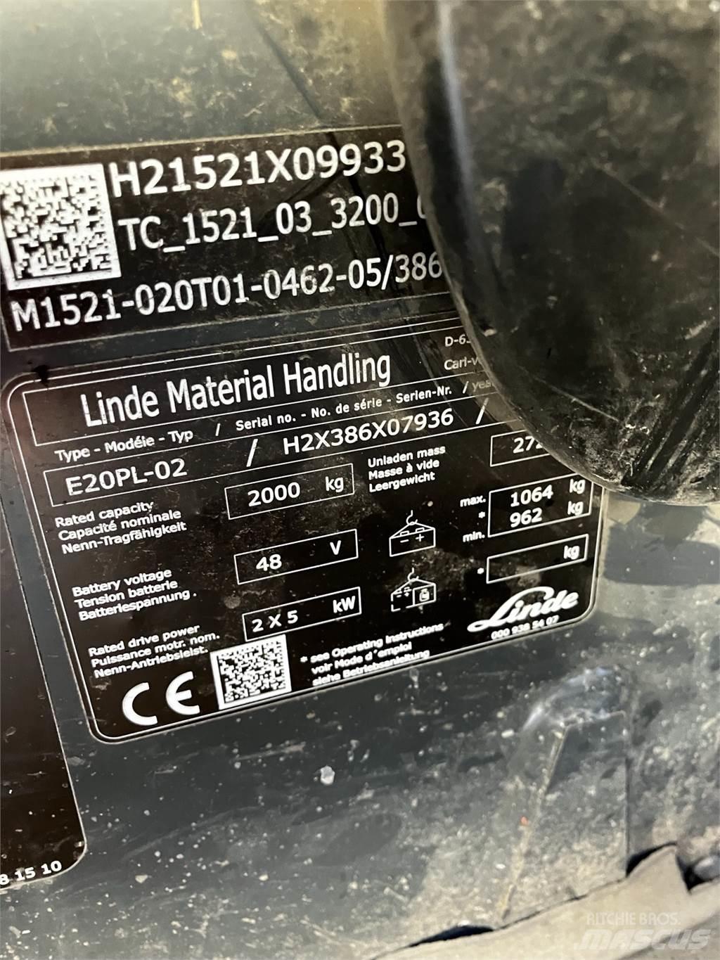 Linde E20PL Ηλεκτρικά περονοφόρα ανυψωτικά κλαρκ