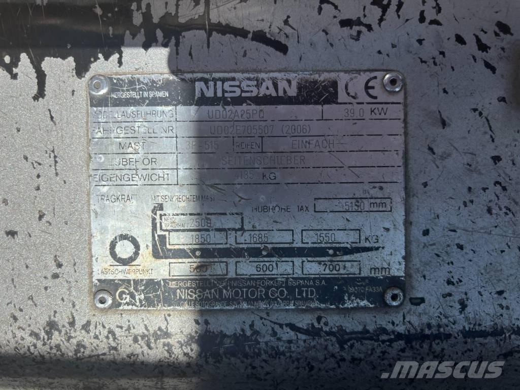 Nissan UD02A25PQ Περονοφόρα ανυψωτικά κλαρκ με φυσικό αέριο LPG