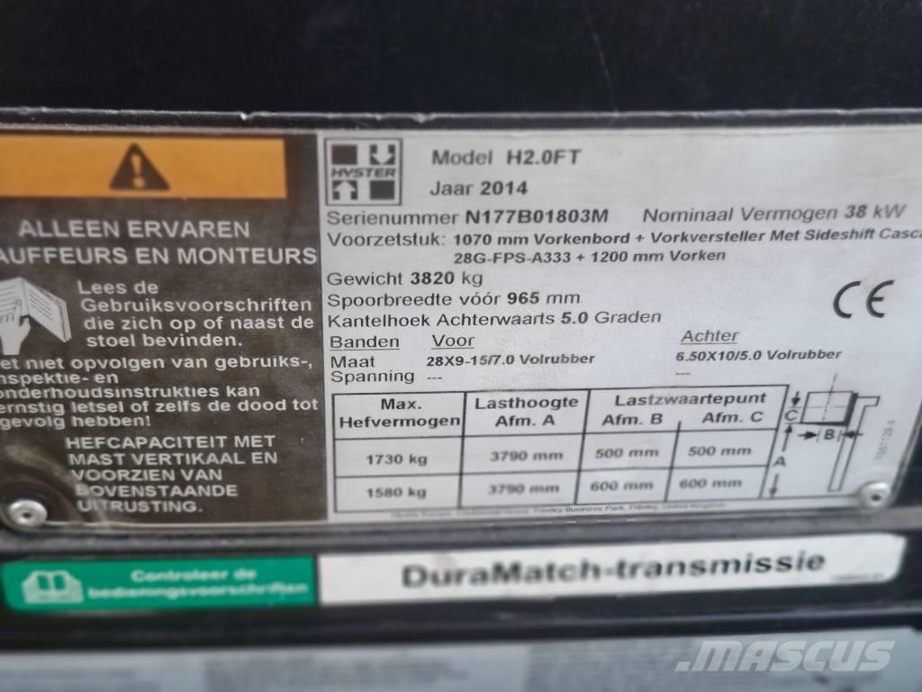 Hyster H 2.0 FT Περονοφόρα ανυψωτικά κλαρκ με φυσικό αέριο LPG