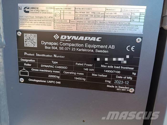 Dynapac CA6000D Ρυμουλκούμενοι οδοστρωτήρες με δόνηση
