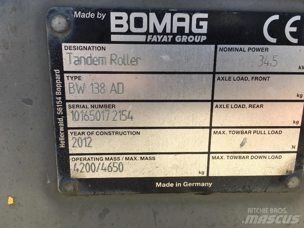 Bomag BW 138 AD Οδοστρωτήρες διπλού κυλίνδρου