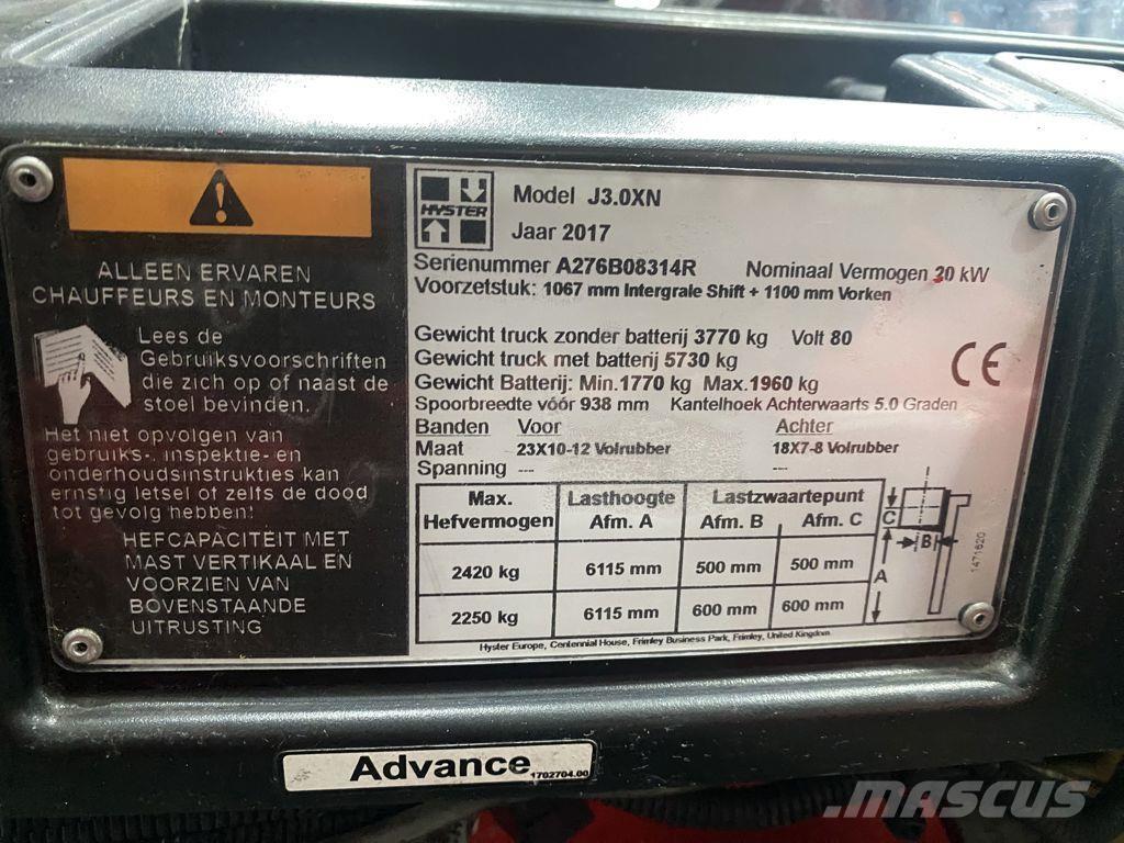 Hyster J3.0XN Ηλεκτρικά περονοφόρα ανυψωτικά κλαρκ