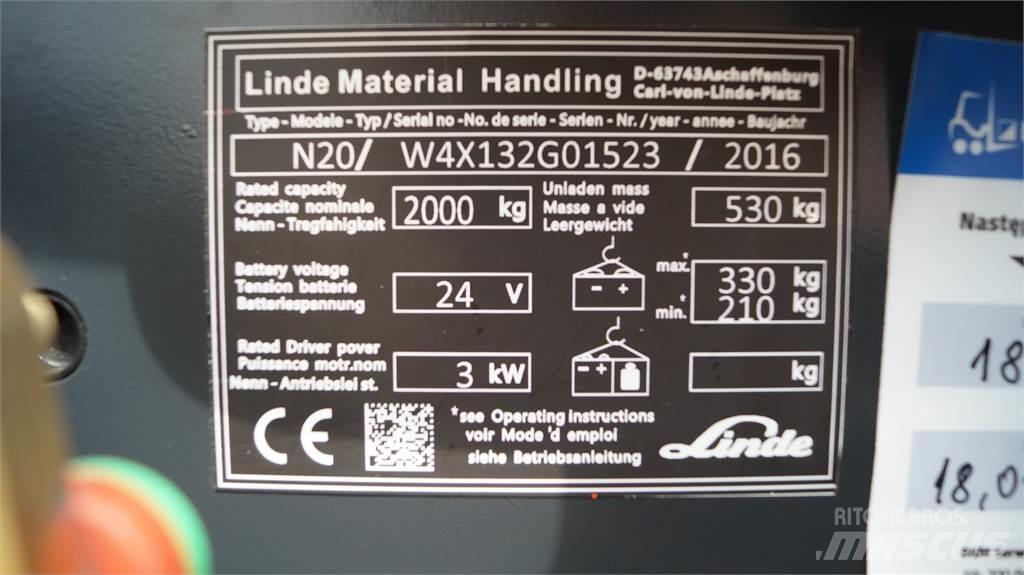 Linde N20 kurz Περονοφόρο ανυψωτικό συλλογής παραγγελιών μικρού ύψους