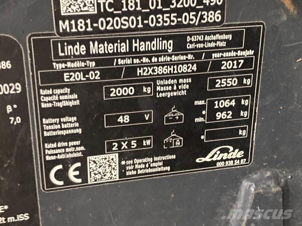 Linde E20L-02 Ηλεκτρικά περονοφόρα ανυψωτικά κλαρκ