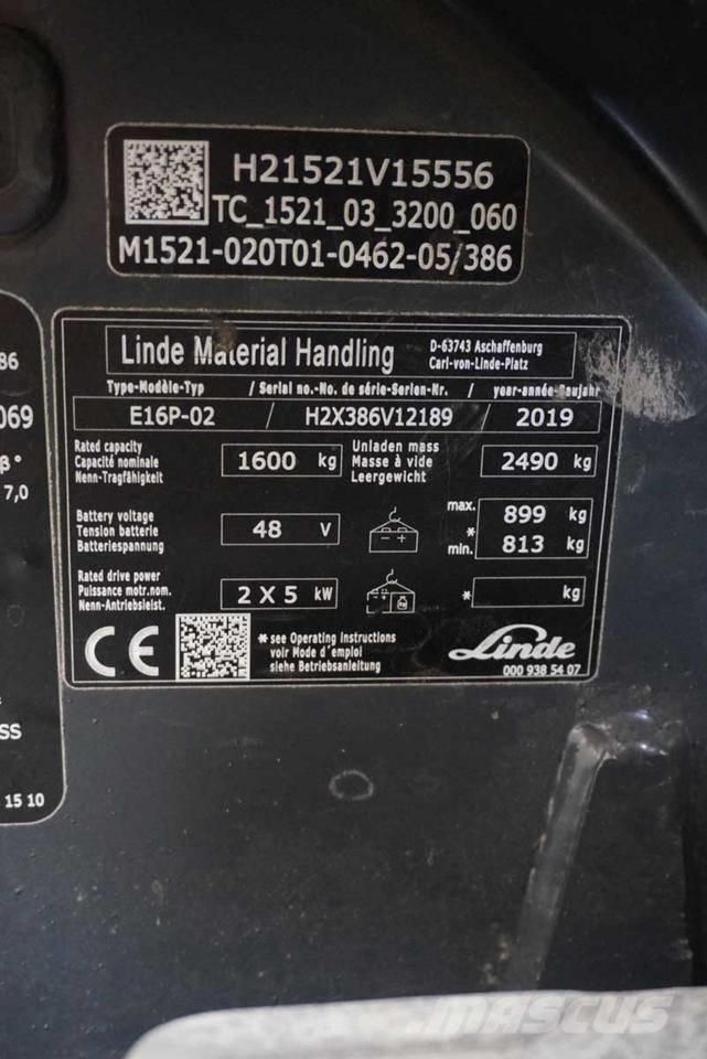 Linde E 16 P Ηλεκτρικά περονοφόρα ανυψωτικά κλαρκ
