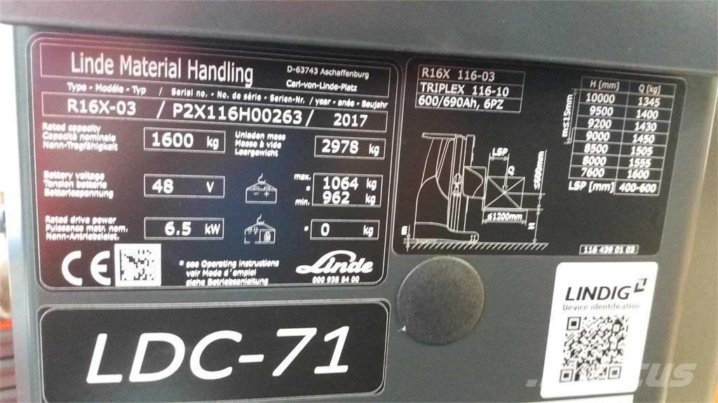 Linde R16X Ανυψωτικά στενών δρόμων