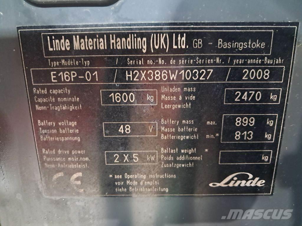 Linde E16P-01 Ηλεκτρικά περονοφόρα ανυψωτικά κλαρκ