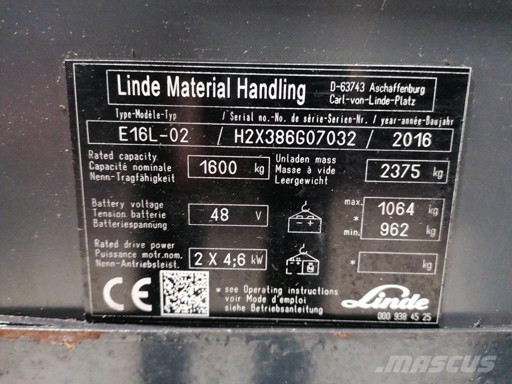 Linde E16L-02 Ηλεκτρικά περονοφόρα ανυψωτικά κλαρκ
