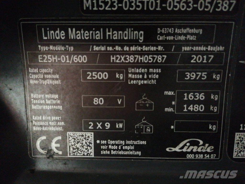 Linde E25H-01/600 Ηλεκτρικά περονοφόρα ανυψωτικά κλαρκ