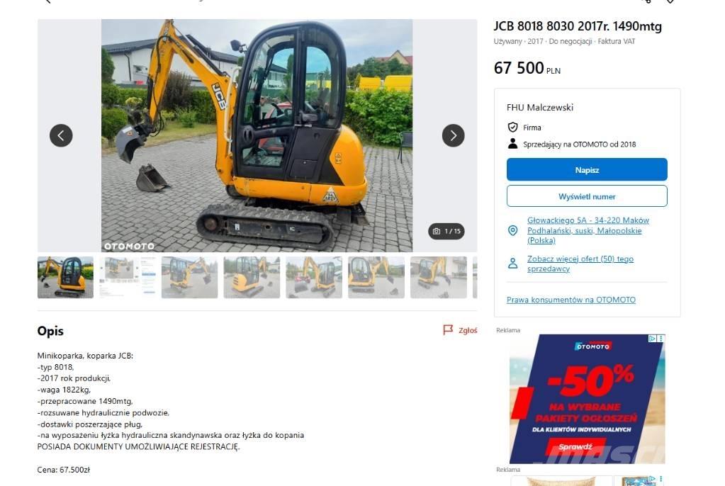 JCB 8030 Εκσκαφάκι (διαβολάκι) < 7t