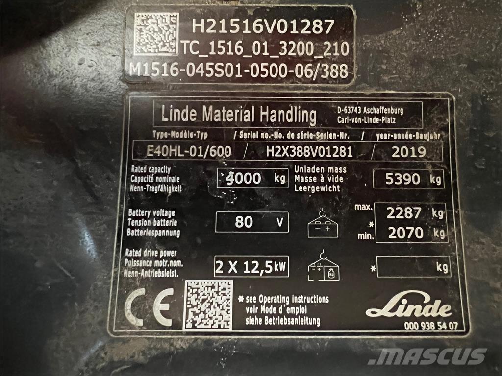 Linde E 40/600 HL Ηλεκτρικά περονοφόρα ανυψωτικά κλαρκ