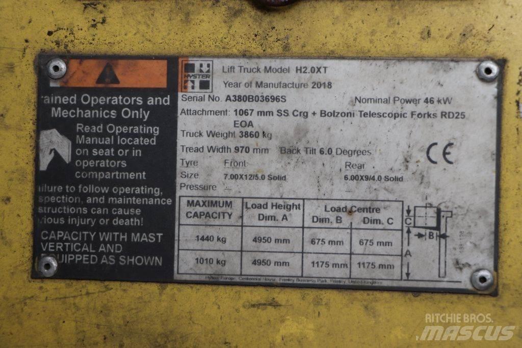 Hyster H2.0XT Περονοφόρα ανυψωτικά κλαρκ με φυσικό αέριο LPG