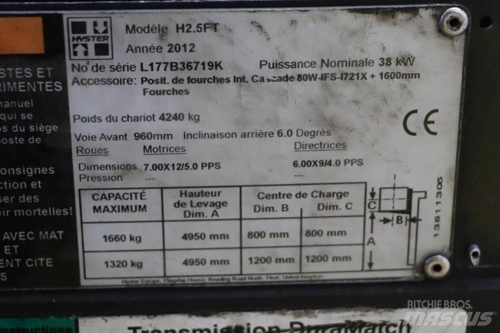 Hyster H2.5FT Περονοφόρα ανυψωτικά κλαρκ με φυσικό αέριο LPG