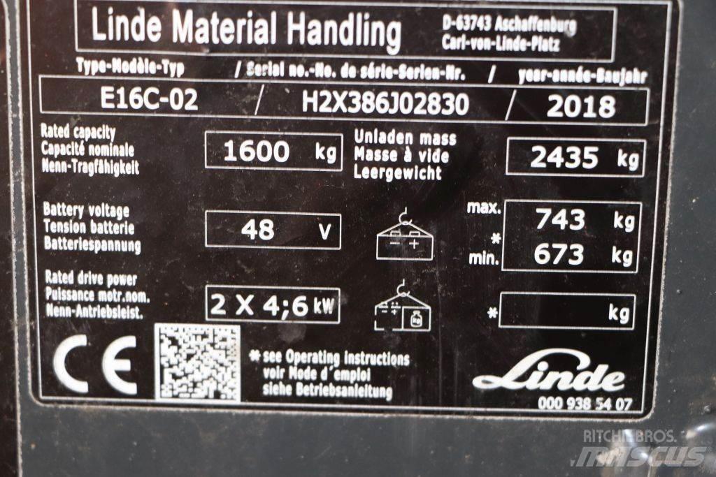 Linde E16C-02 Ηλεκτρικά περονοφόρα ανυψωτικά κλαρκ