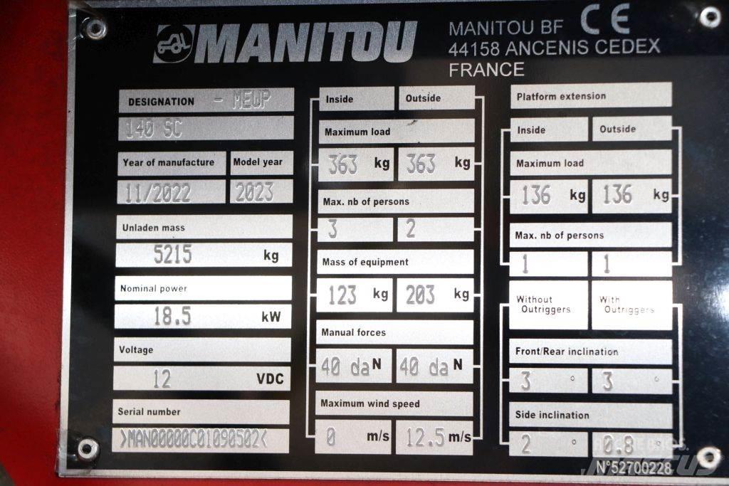 Manitou 140 SC Ανυψωτήρες ψαλιδωτής άρθρωσης