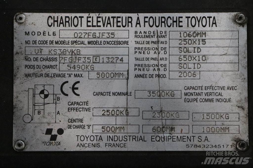 Toyota 02-7FGJF35 Περονοφόρα ανυψωτικά κλαρκ με φυσικό αέριο LPG