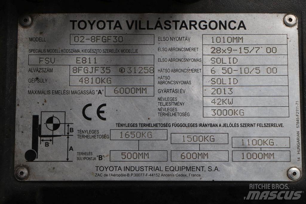 Toyota 02-8FGF30 Περονοφόρα ανυψωτικά κλαρκ με φυσικό αέριο LPG