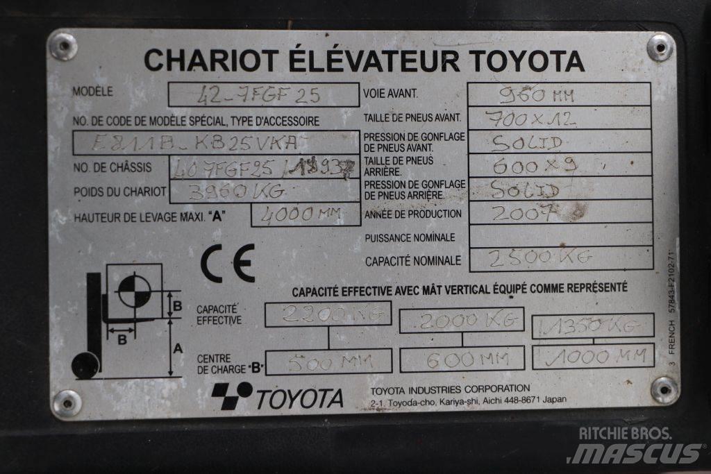 Toyota 42-7FGF25 Περονοφόρα ανυψωτικά κλαρκ με φυσικό αέριο LPG
