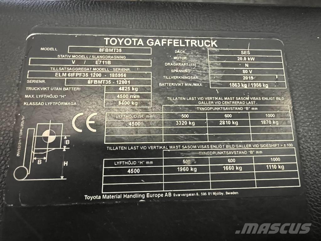 Toyota 8 FBMT 35 Ηλεκτρικά περονοφόρα ανυψωτικά κλαρκ