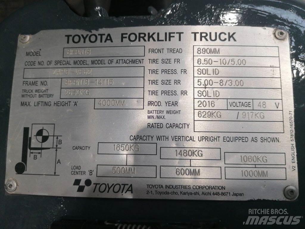 Toyota 8FBN18 Ηλεκτρικά περονοφόρα ανυψωτικά κλαρκ
