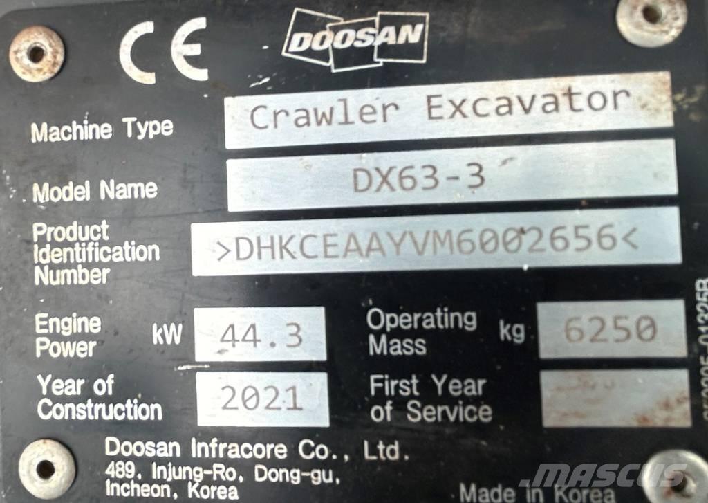 Doosan DX63-3 Εκσκαφείς με ερπύστριες