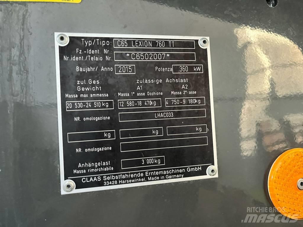 CLAAS Lexion 760 TT Θεριζοαλωνιστικές μηχανές
