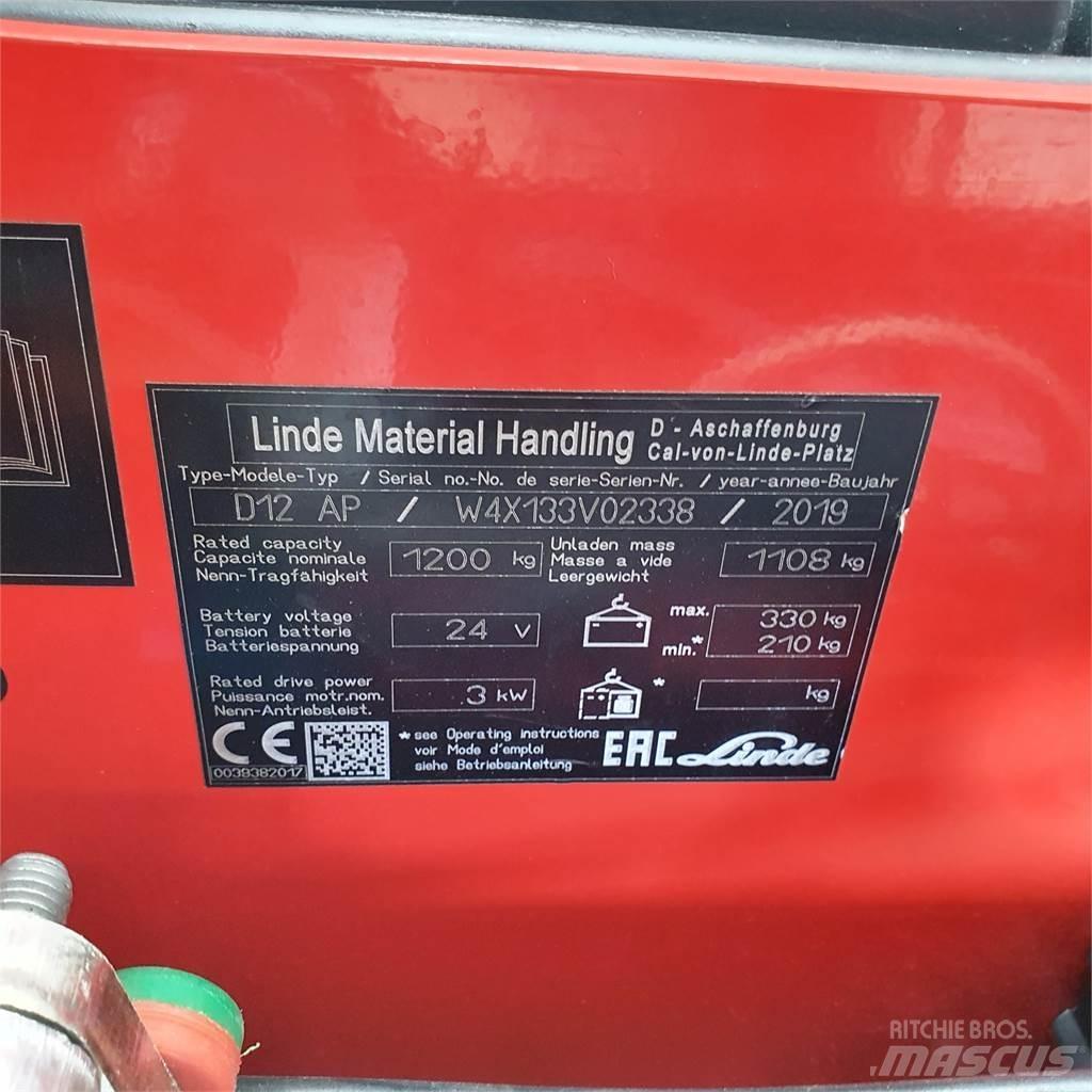 Linde D12AP Παλετοφόρα πεζού χειριστή με ιστό