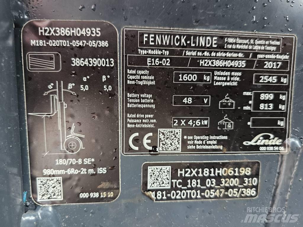 Linde E16 -02 Ηλεκτρικά περονοφόρα ανυψωτικά κλαρκ