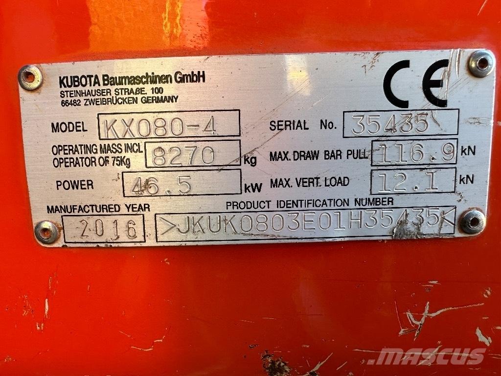 Kubota KX 080-4 Εκσκαφάκι (διαβολάκι) < 7t