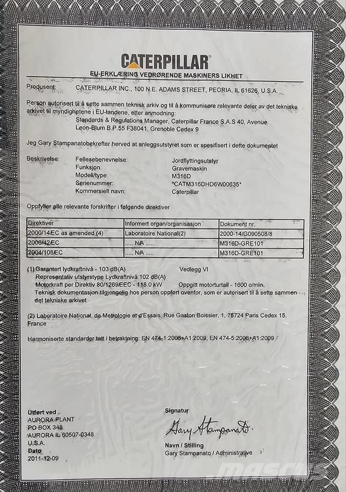 CAT M 316 D Εκσκαφείς με τροχούς - λάστιχα
