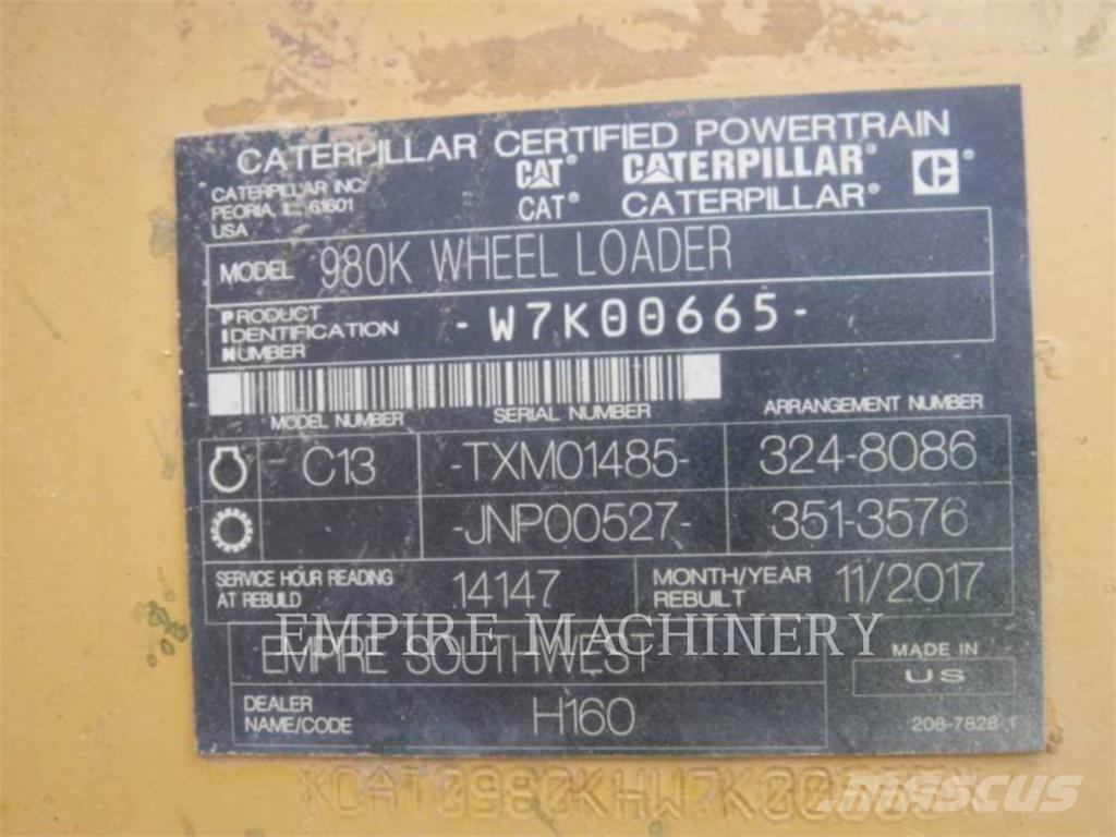 CAT 980K Φορτωτές με λάστιχα (Τροχοφόροι)