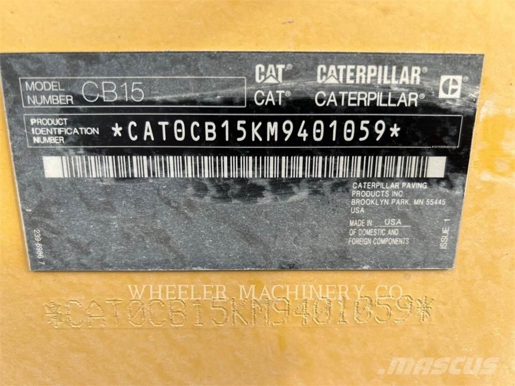 CAT CB15 CW VV Οδοστρωτήρες διπλού κυλίνδρου