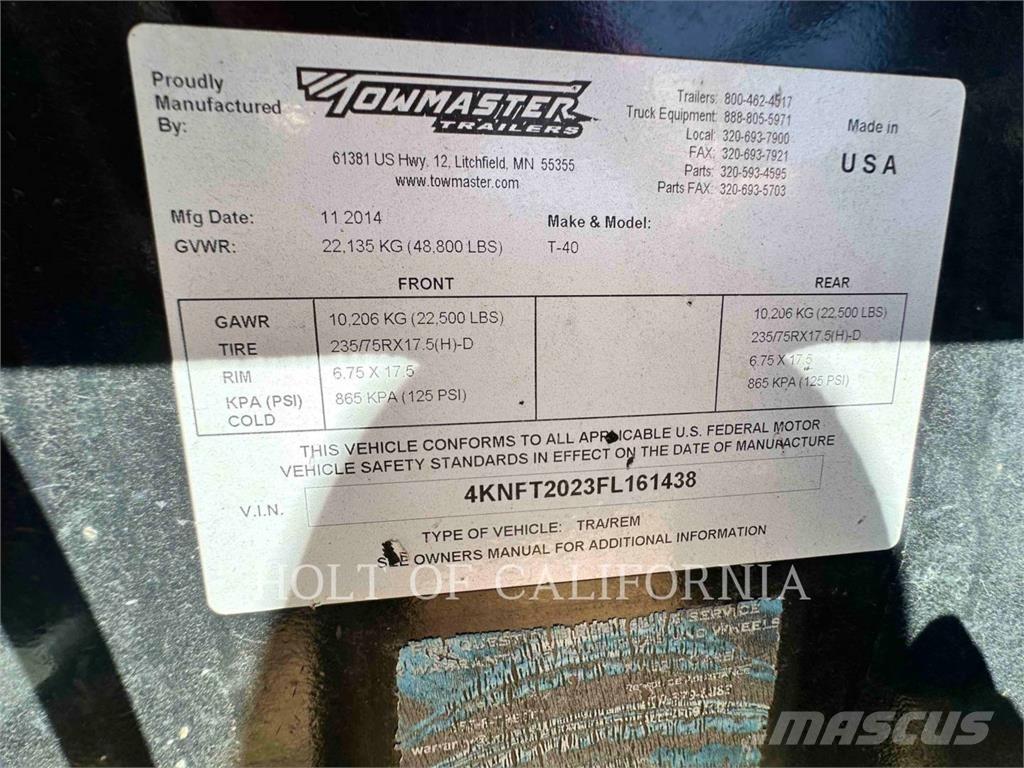 TOWMASTER T-40 Λοιπές ρυμούλκες